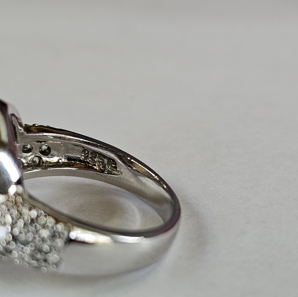 Designer Cat Eye Chrysoberyl & Diamond Ring in Sterling Silver Size 7! - Picture 4 of 4